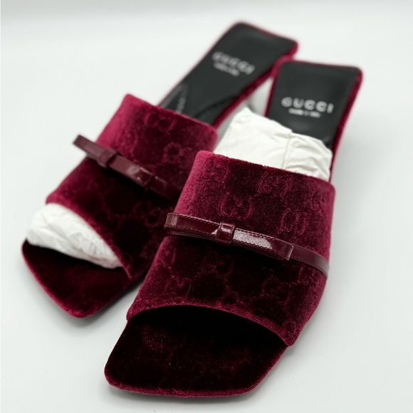 Gucci GG Jacquard Bow Slide Sandals 37 - Picture 7 of 10